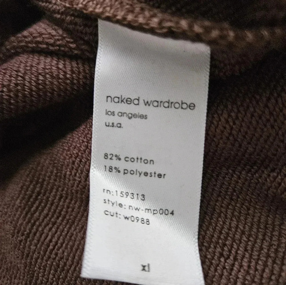 NWT chocolate brown sweatpants size x-large by naked wardrobe - Picture 3 of 4